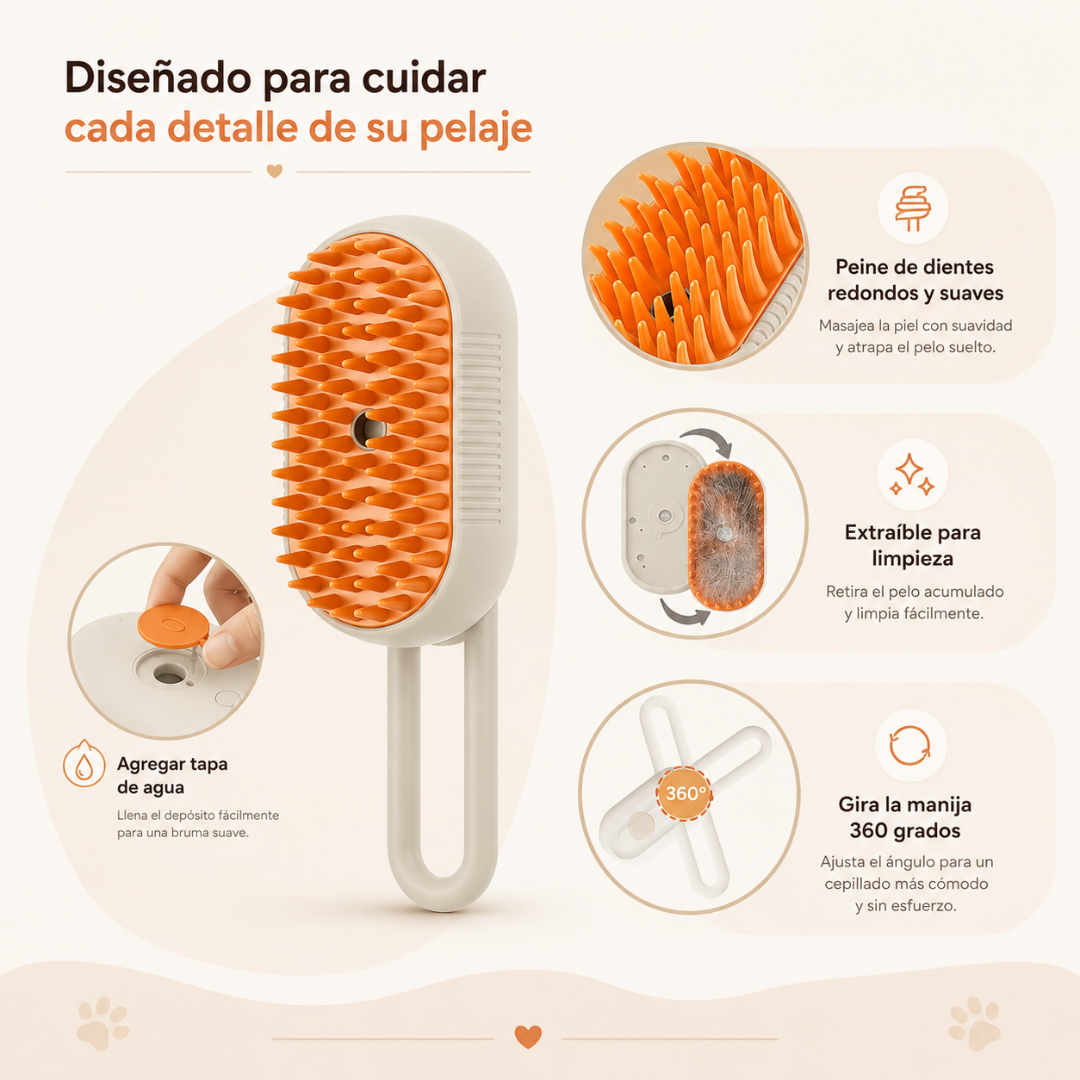 Cepillo de Vapor para Mascotas